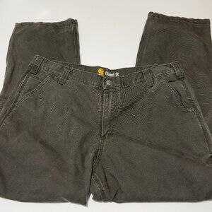 Carhartt Rugged Flex Relaxed Rigby Dungaree Distressed Workwear Peat Green 39x29